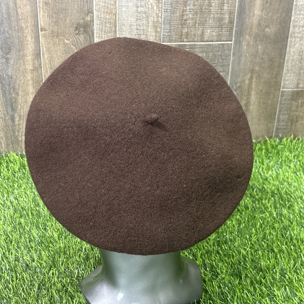 Vintage Summer Tompkins Collection Chocolate Brown Wool Beret Hat Paris Chic - Picture 2 of 5